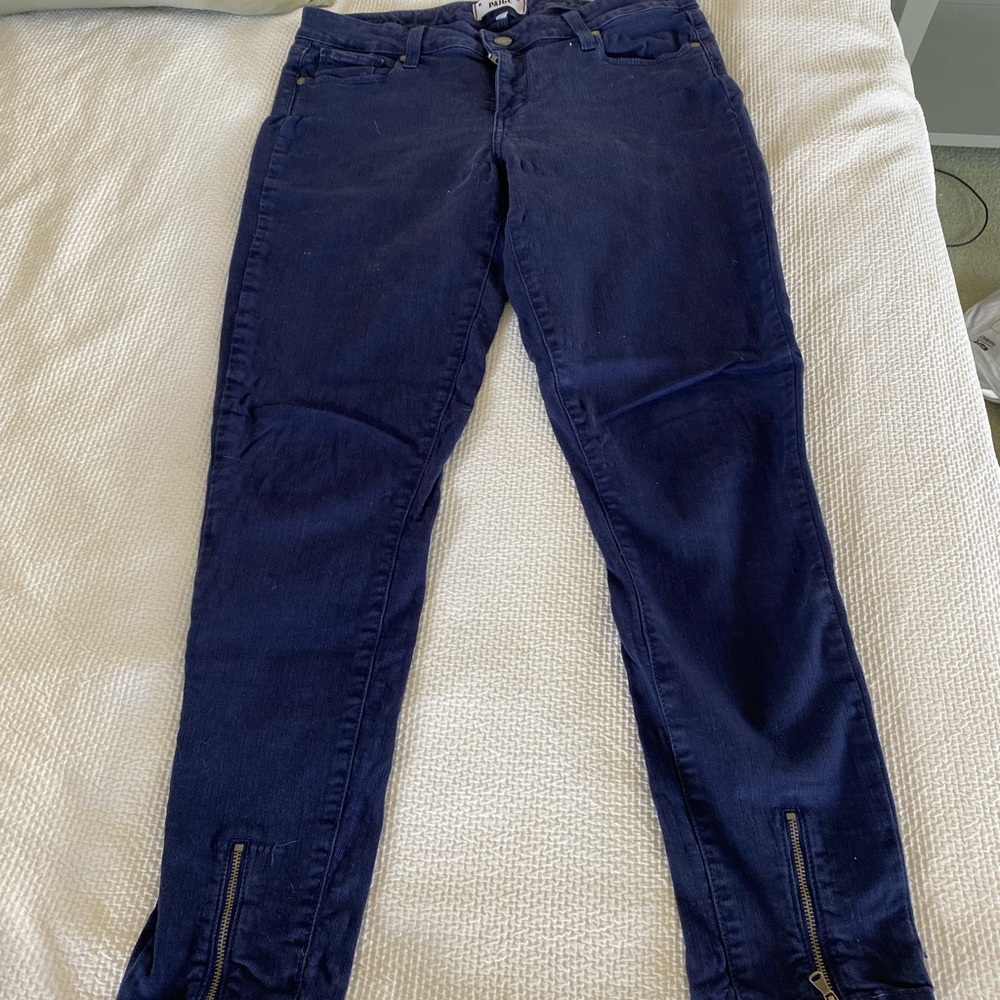 Paige blue jeans with zippers in front